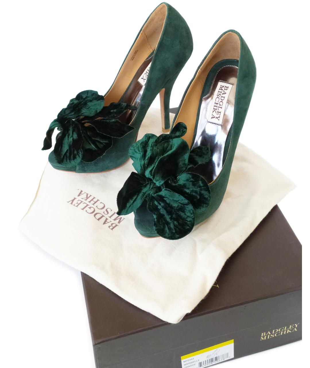 BADGLEY MISCHKA Зеленые замшевые туфли, фото 7