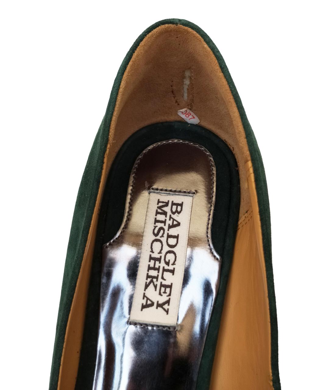 BADGLEY MISCHKA Зеленые замшевые туфли, фото 9