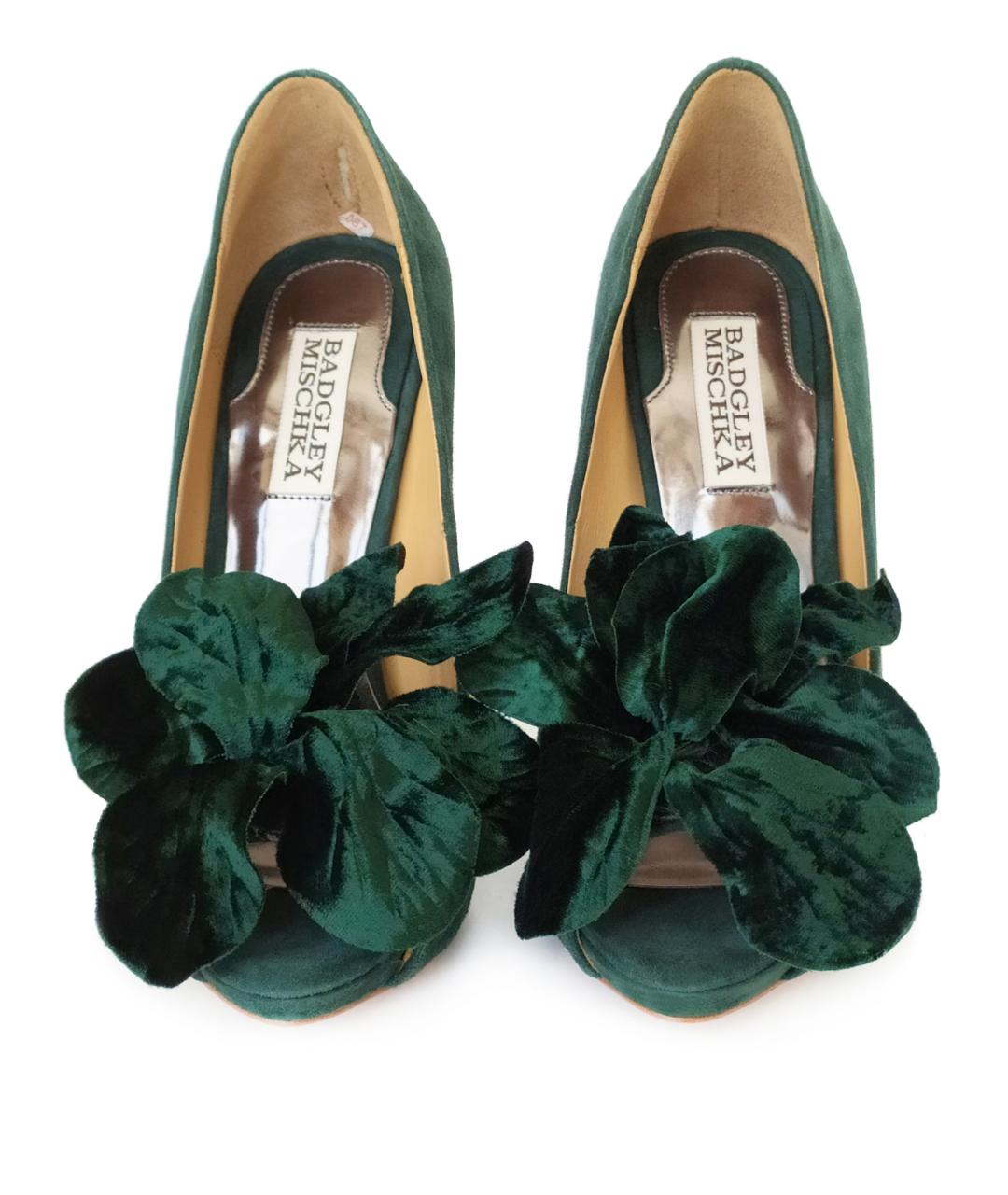 BADGLEY MISCHKA Зеленые замшевые туфли, фото 3
