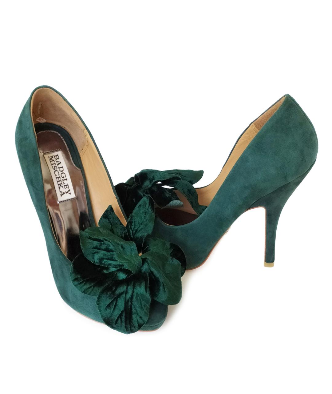 BADGLEY MISCHKA Зеленые замшевые туфли, фото 2
