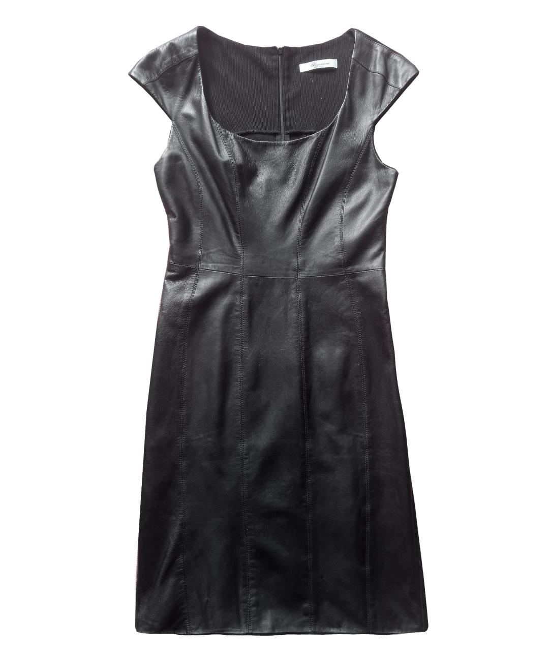 BLUMARINE Черное кожаное повседневное платье, фото 1