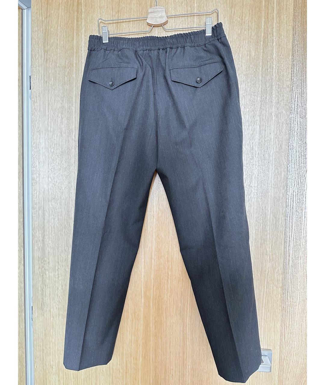 GUCCI Антрацитовые шерстяные повседневные брюки, фото 2