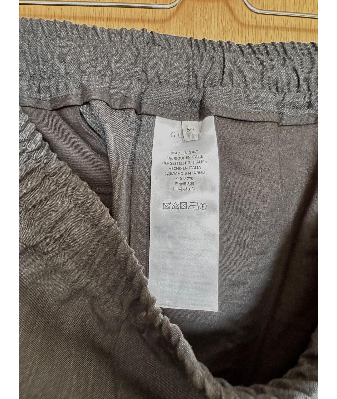 GUCCI Антрацитовые шерстяные повседневные брюки, фото 3