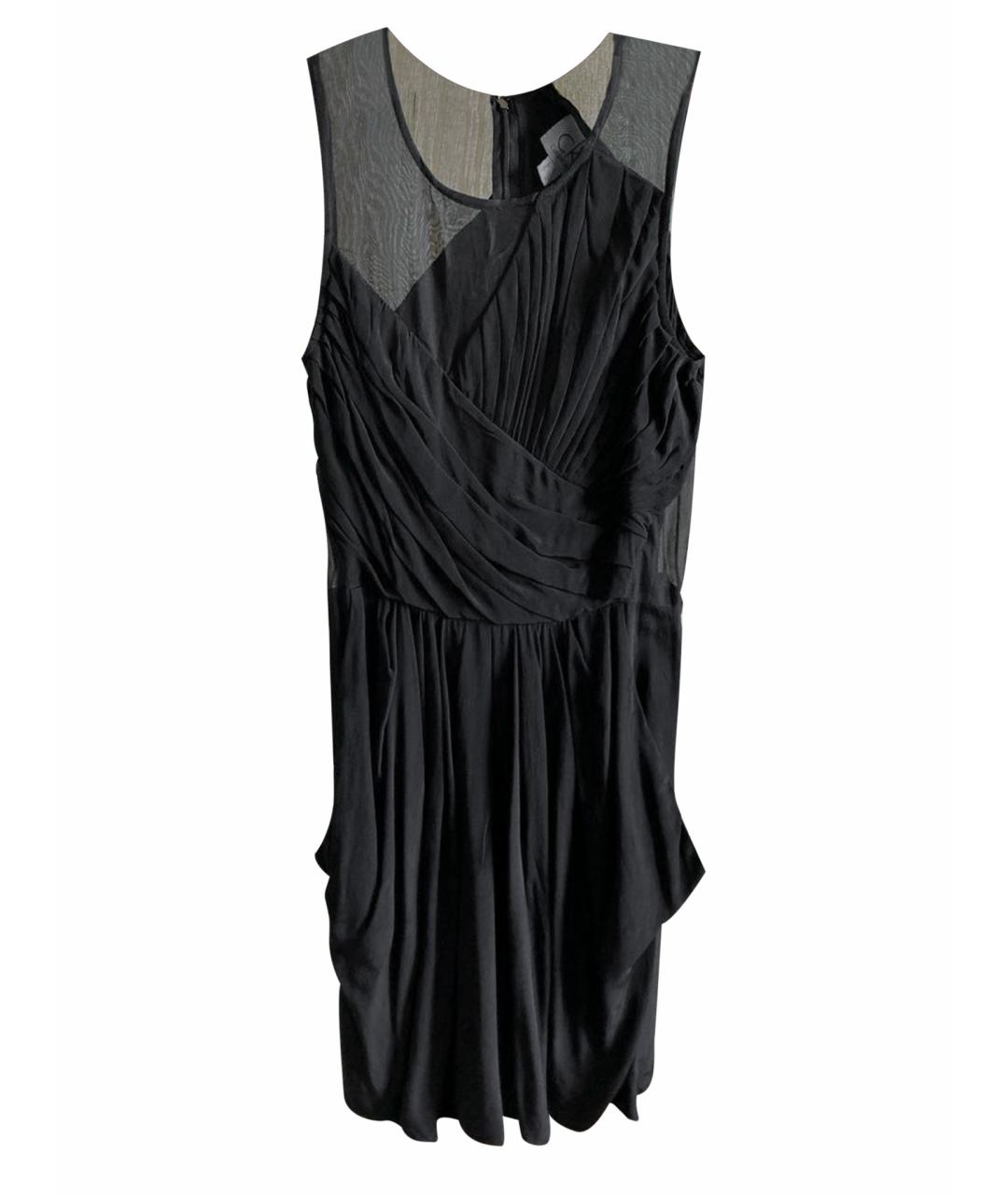 CALVIN KLEIN Черное шелковое коктейльное платье, фото 1