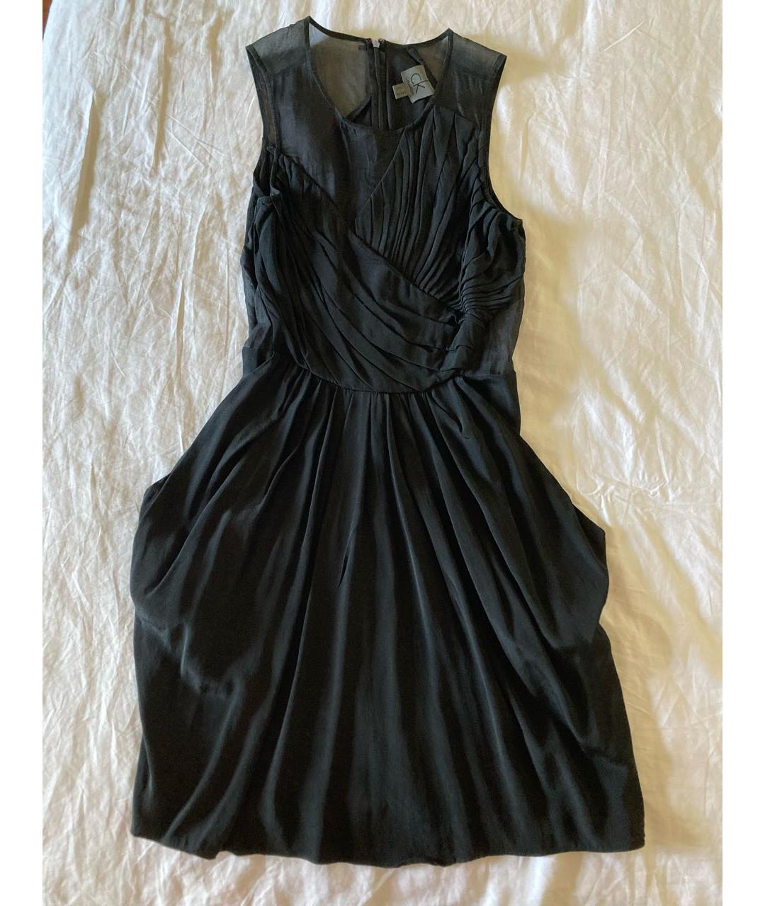 CALVIN KLEIN Черное шелковое коктейльное платье, фото 7