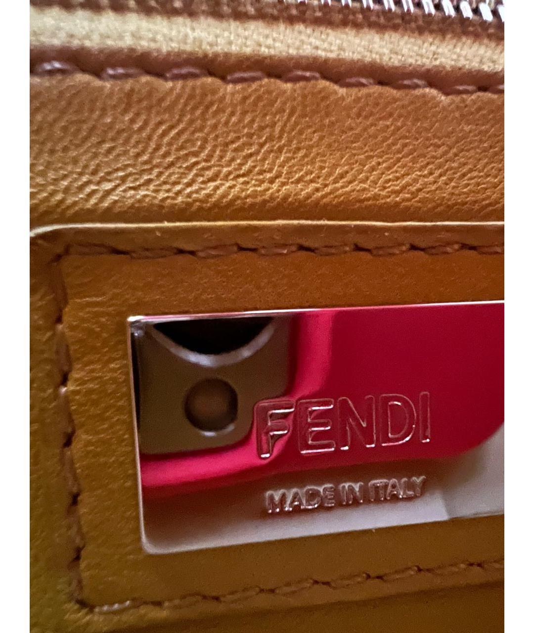 FENDI Горчичная кожаная сумка через плечо, фото 5