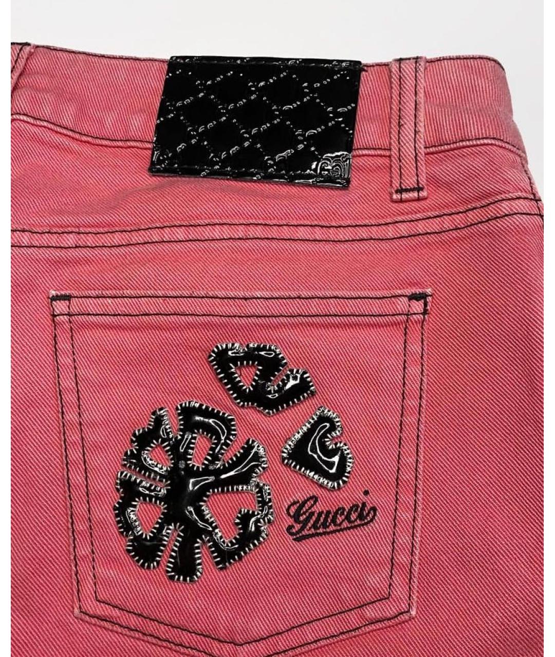 GUCCI Розовые хлопко-эластановые джинсы слим, фото 5