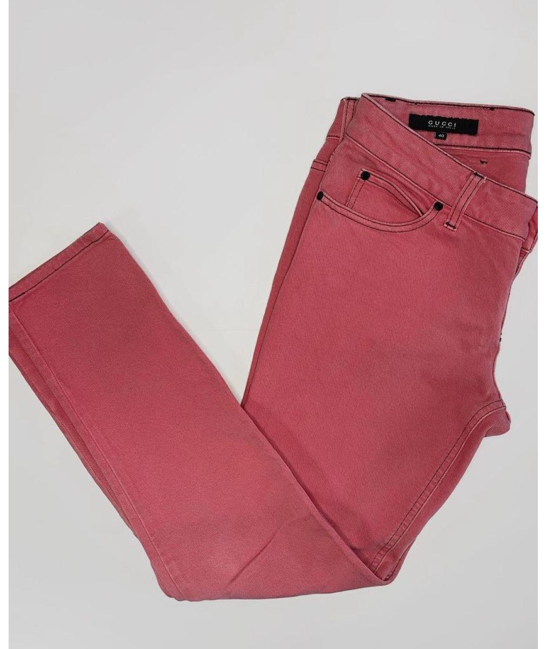 GUCCI Розовые хлопко-эластановые джинсы слим, фото 4