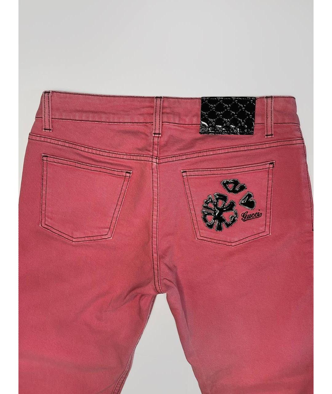 GUCCI Розовые хлопко-эластановые джинсы слим, фото 3