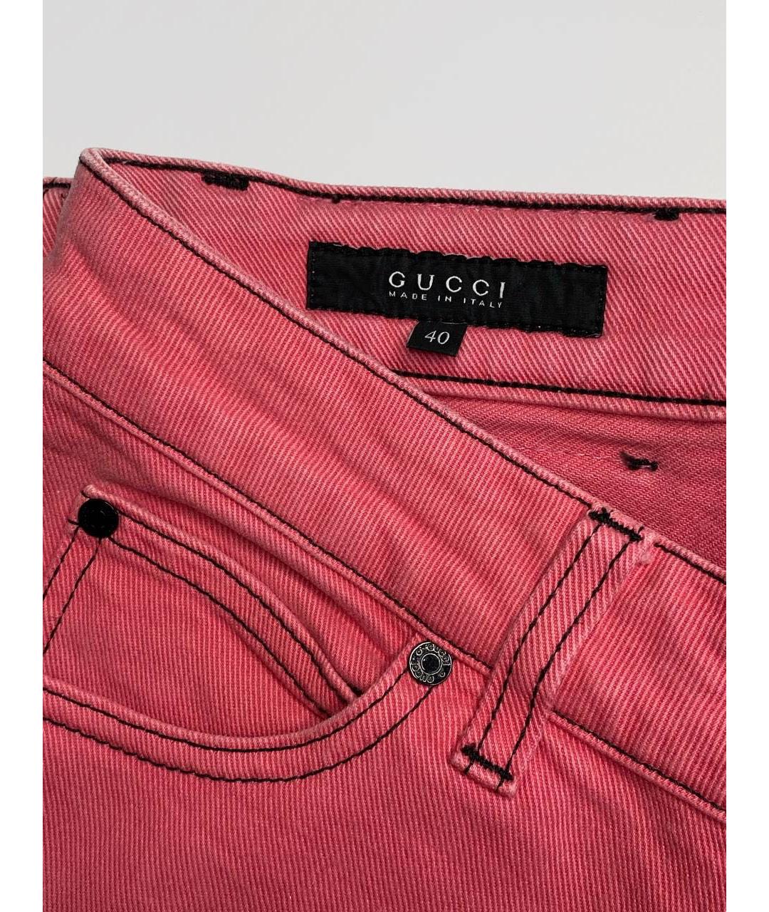 GUCCI Розовые хлопко-эластановые джинсы слим, фото 2