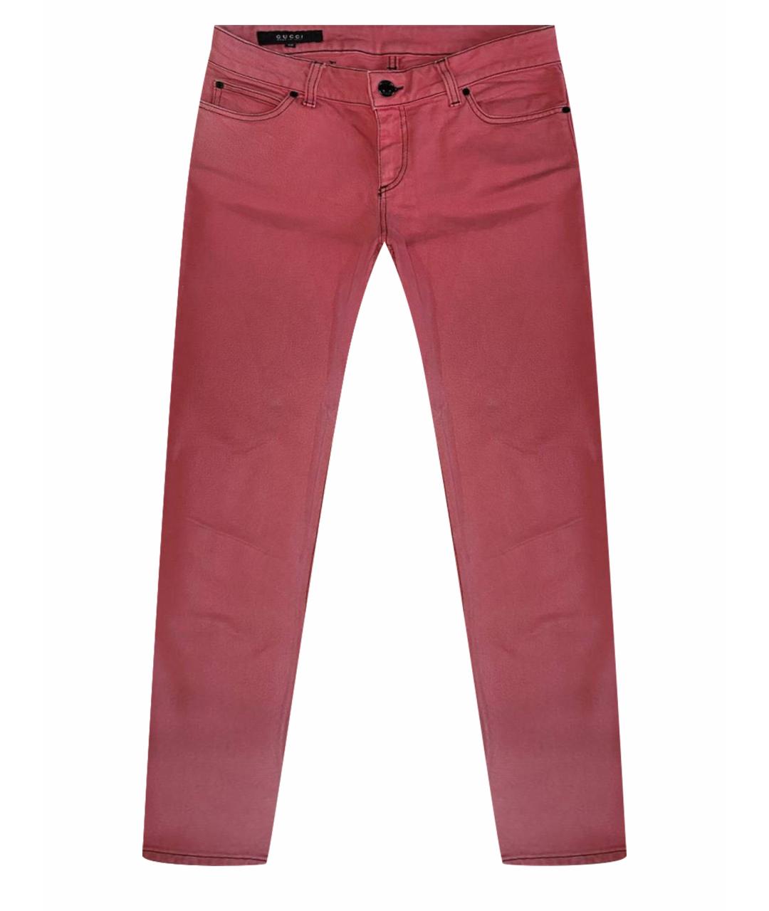 GUCCI Розовые хлопко-эластановые джинсы слим, фото 1
