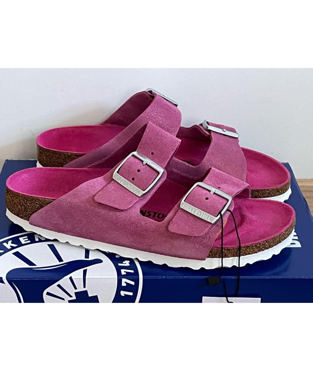 BIRKENSTOCK Фуксия замшевые сандалии, фото 5