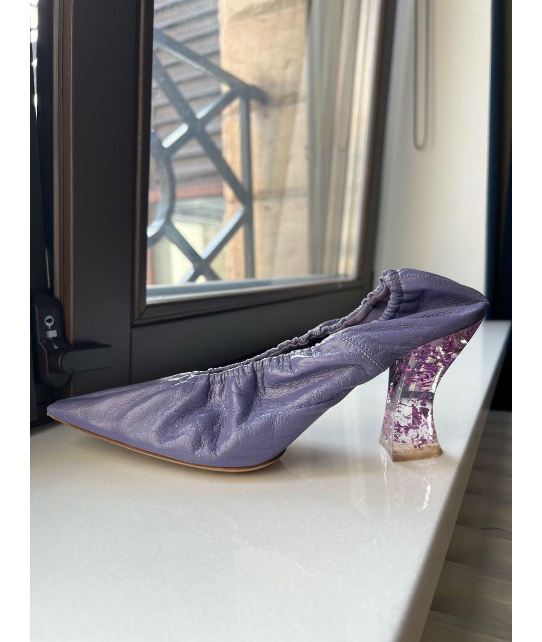 BOTTEGA VENETA Фиолетовые кожаные туфли, фото 7