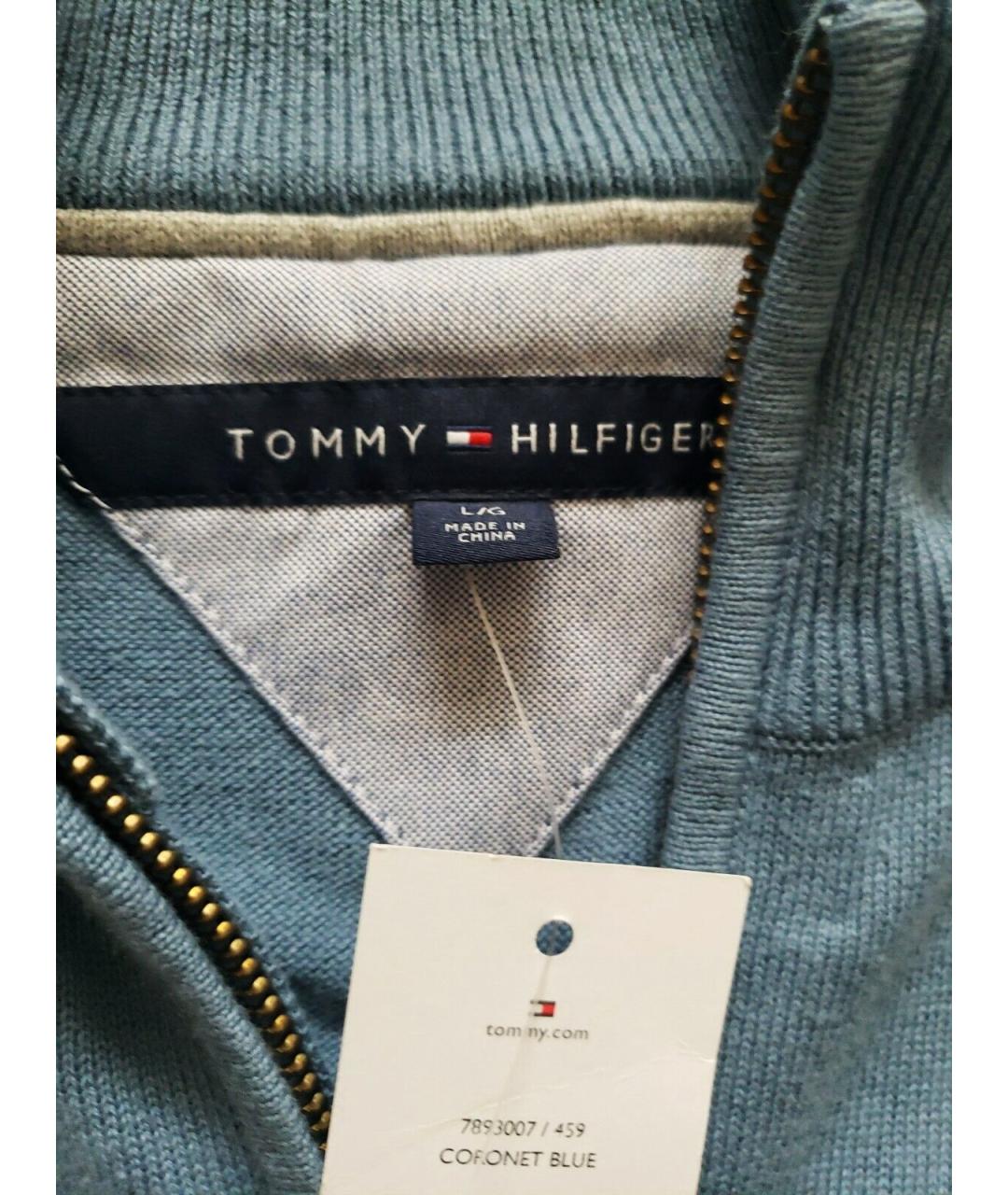 TOMMY HILFIGER Голубой хлопковый джемпер / свитер, фото 5