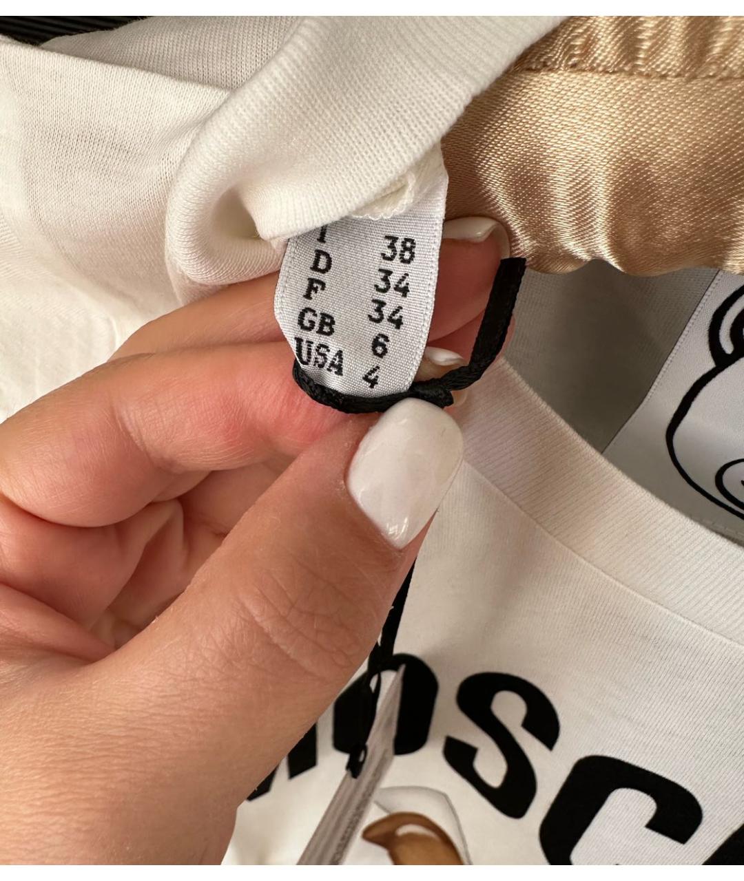 MOSCHINO Белая хлопковая футболка, фото 4