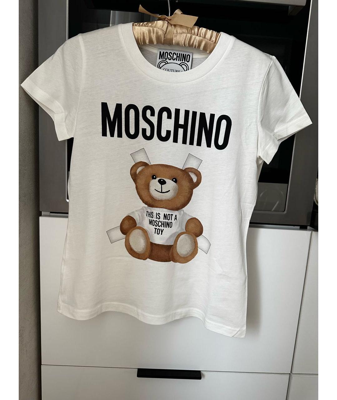 MOSCHINO Белая хлопковая футболка, фото 5