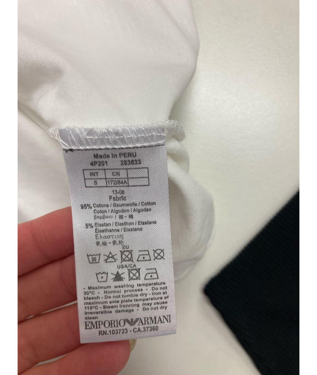 EMPORIO ARMANI Белая хлопковая футболка, фото 6