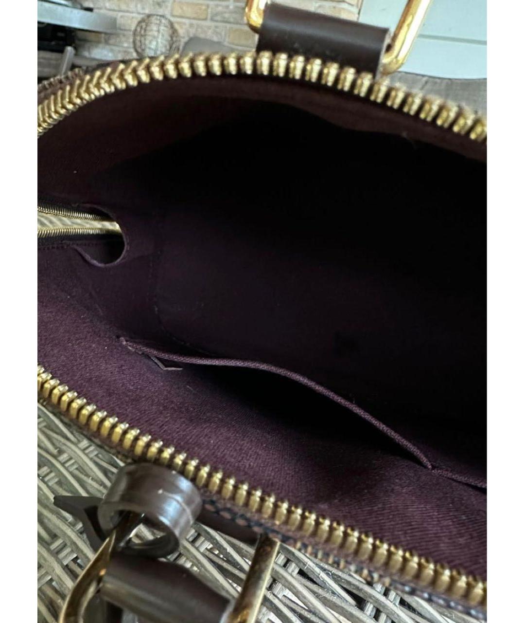 LOUIS VUITTON Коричневая кожаная сумка с короткими ручками, фото 4