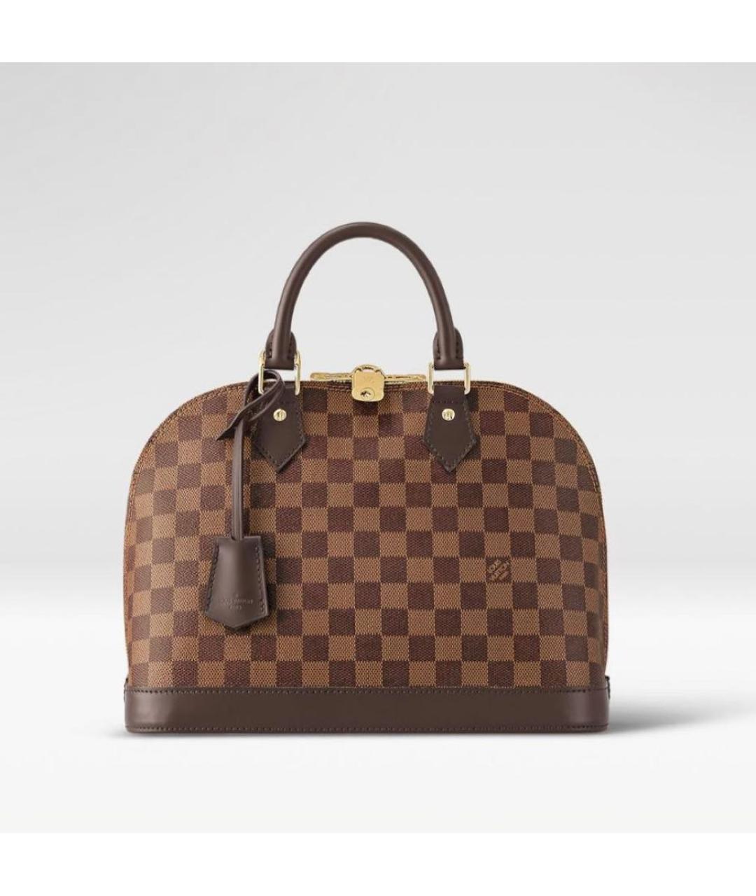 LOUIS VUITTON Коричневая кожаная сумка с короткими ручками, фото 8