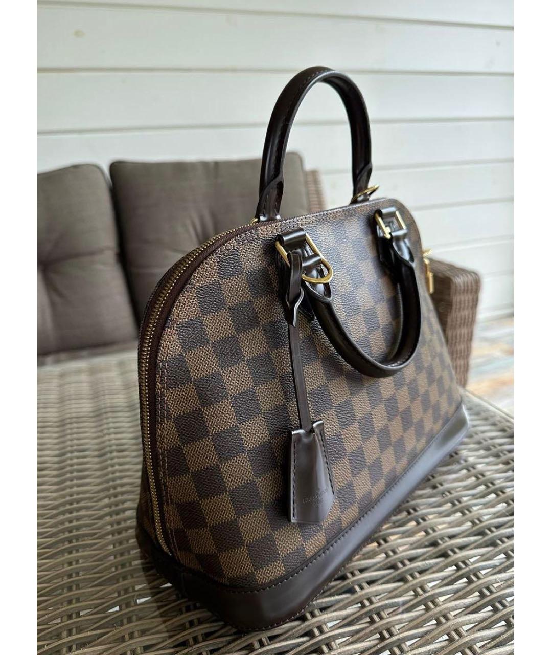 LOUIS VUITTON Коричневая кожаная сумка с короткими ручками, фото 2