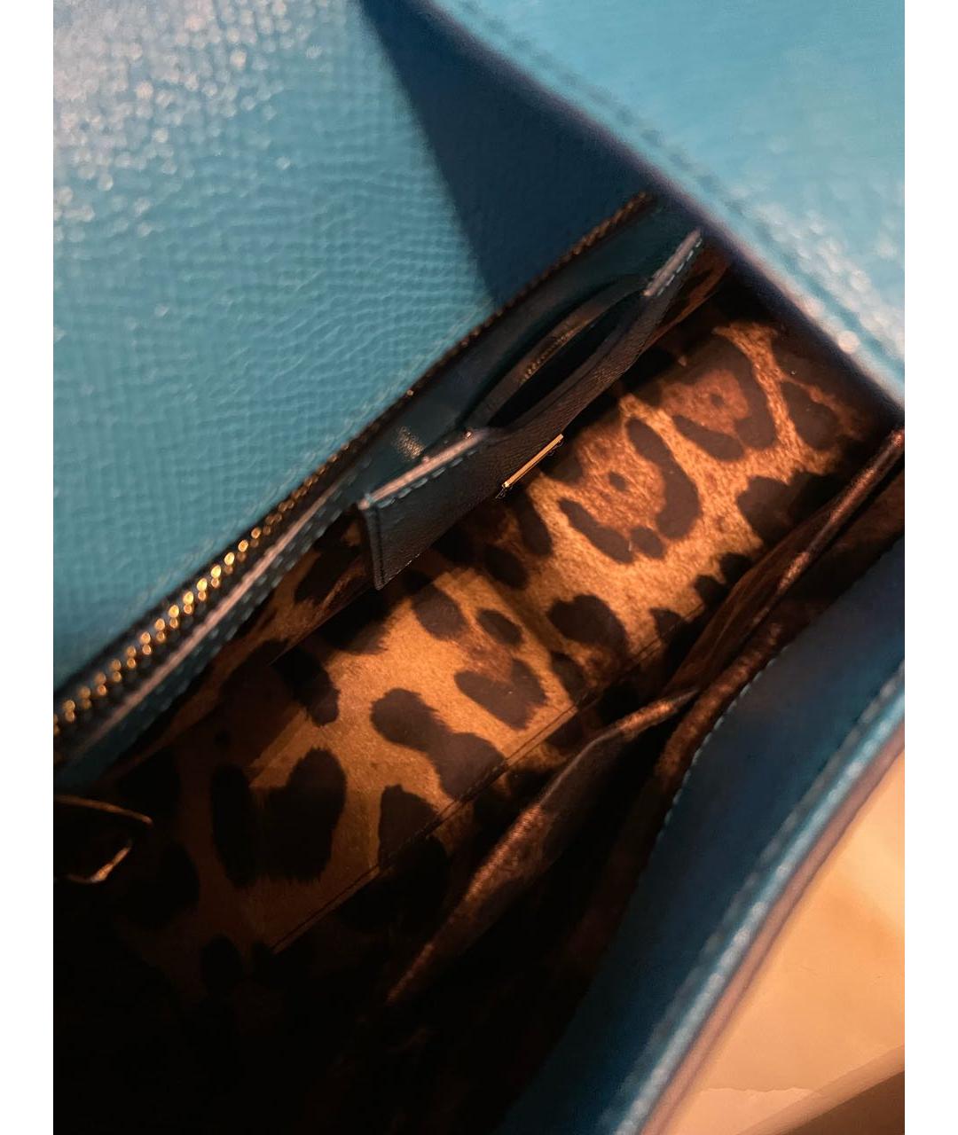 DOLCE&GABBANA Голубая кожаная сумка с короткими ручками, фото 8