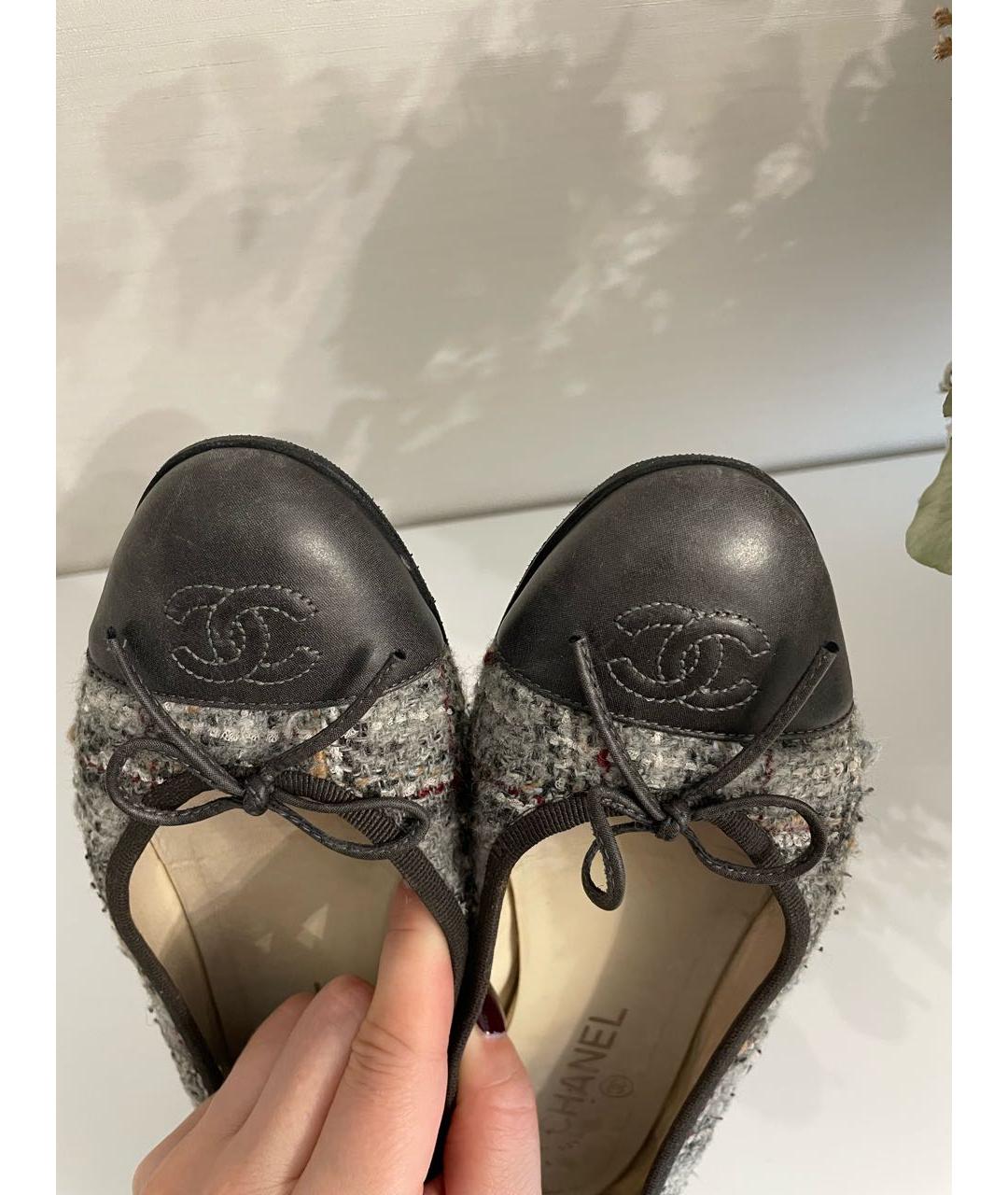 CHANEL Серые кожаные балетки, фото 5