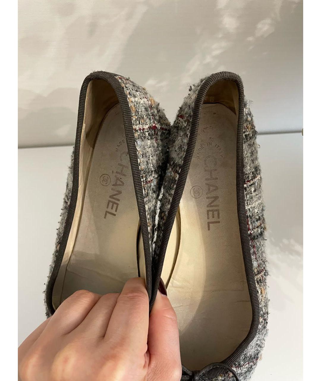 CHANEL Серые кожаные балетки, фото 4