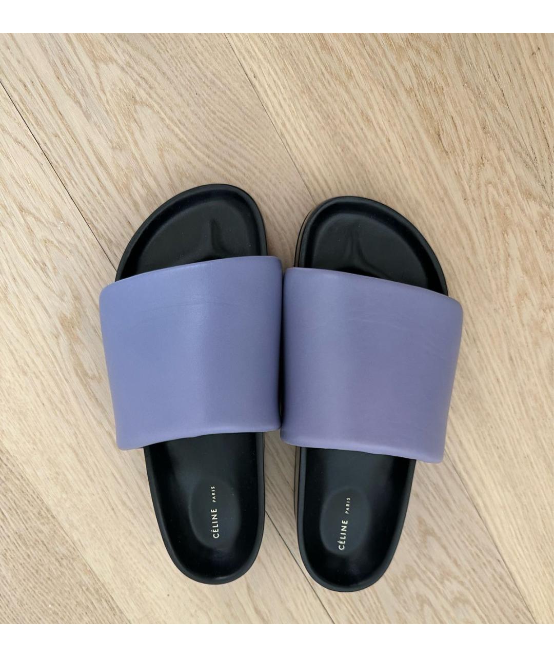 CELINE PRE-OWNED Фиолетовые кожаные шлепанцы, фото 3