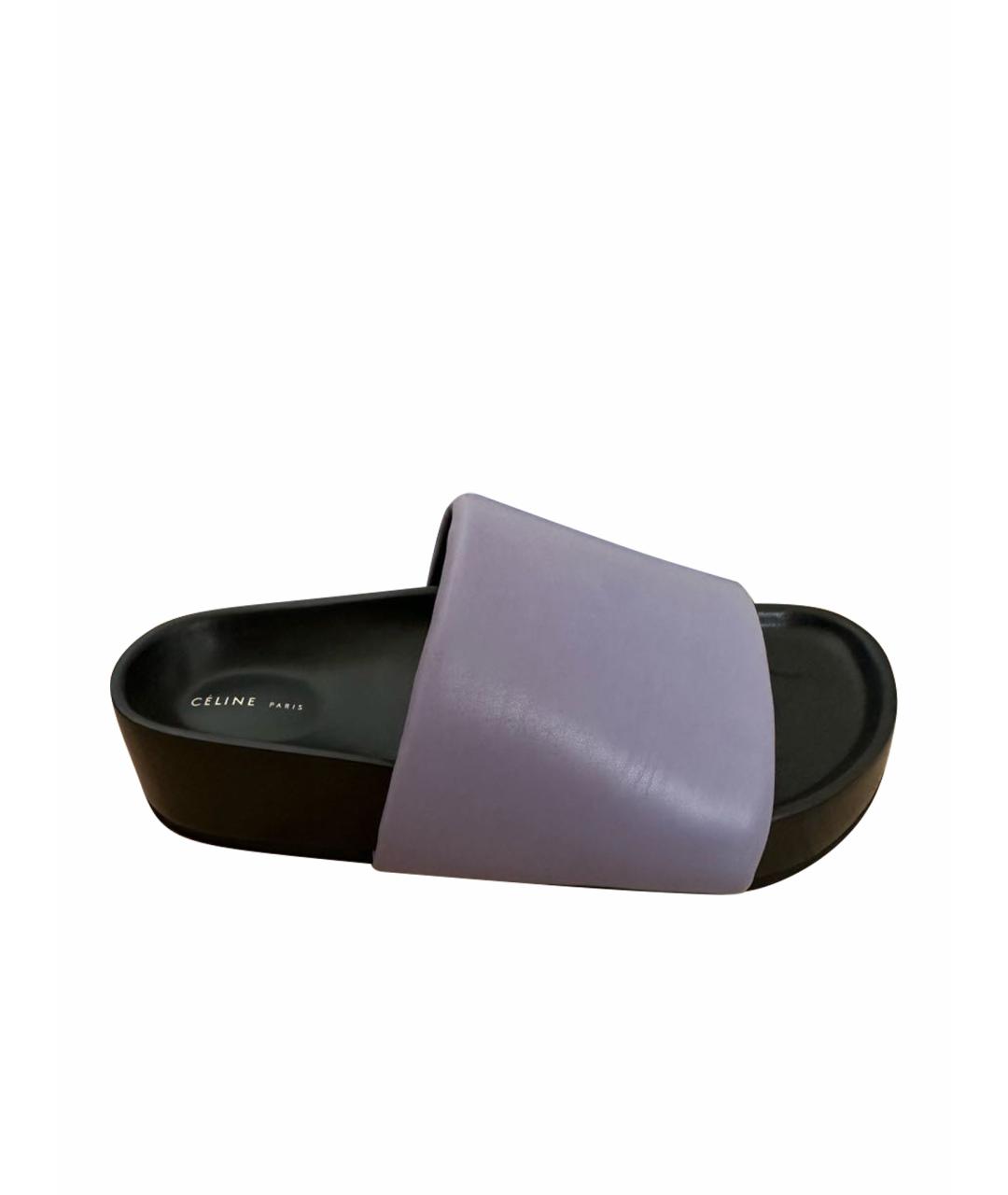 CELINE PRE-OWNED Фиолетовые кожаные шлепанцы, фото 1