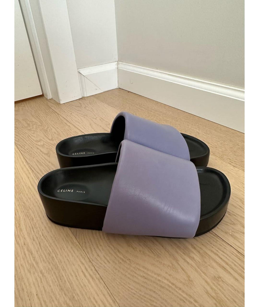 CELINE PRE-OWNED Фиолетовые кожаные шлепанцы, фото 4