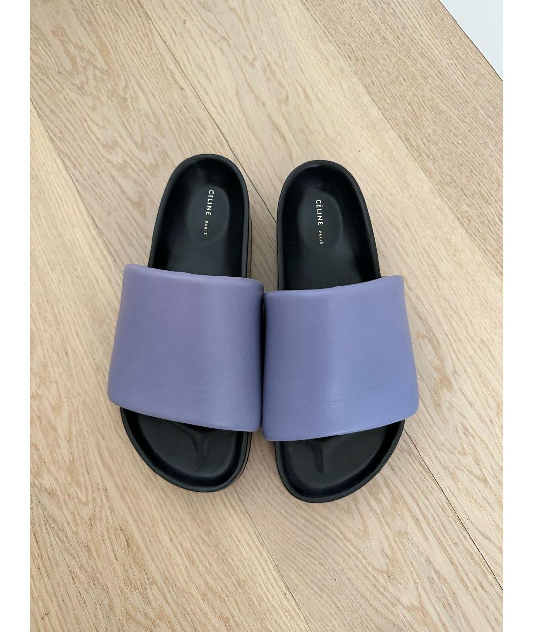 CELINE PRE-OWNED Фиолетовые кожаные шлепанцы, фото 2