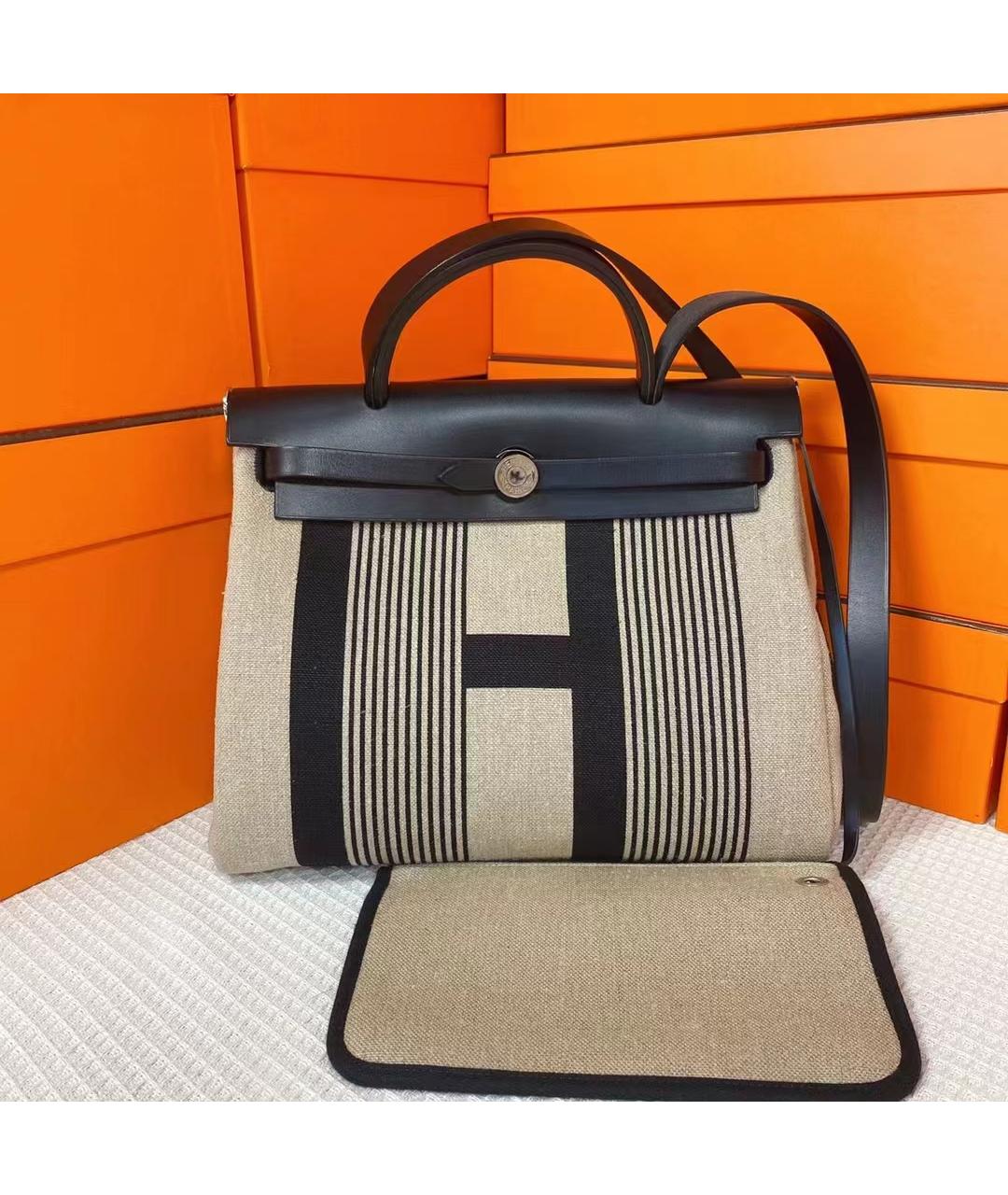 HERMES Серая льняная сумка через плечо, фото 7