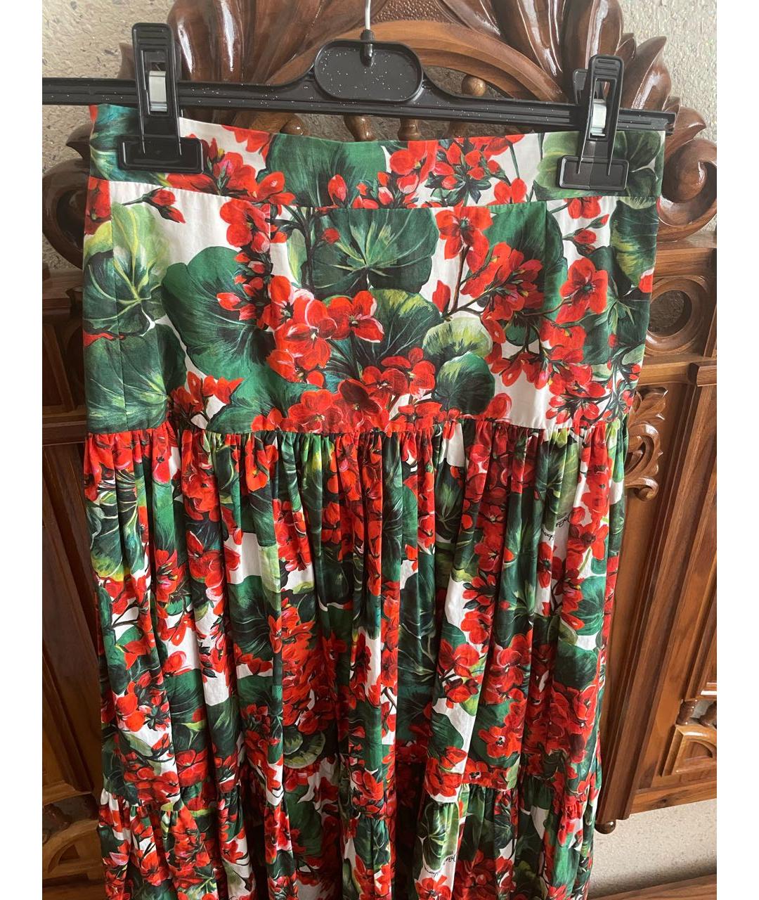 DOLCE&GABBANA Красная хлопковая юбка, фото 3