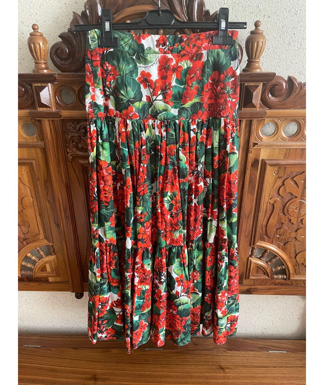 DOLCE&GABBANA Красная хлопковая юбка, фото 2