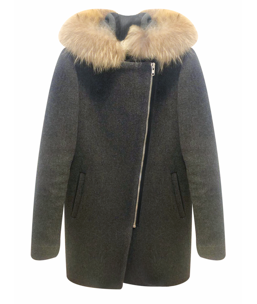SANDRO Антрацитовое шерстяное пальто, фото 1