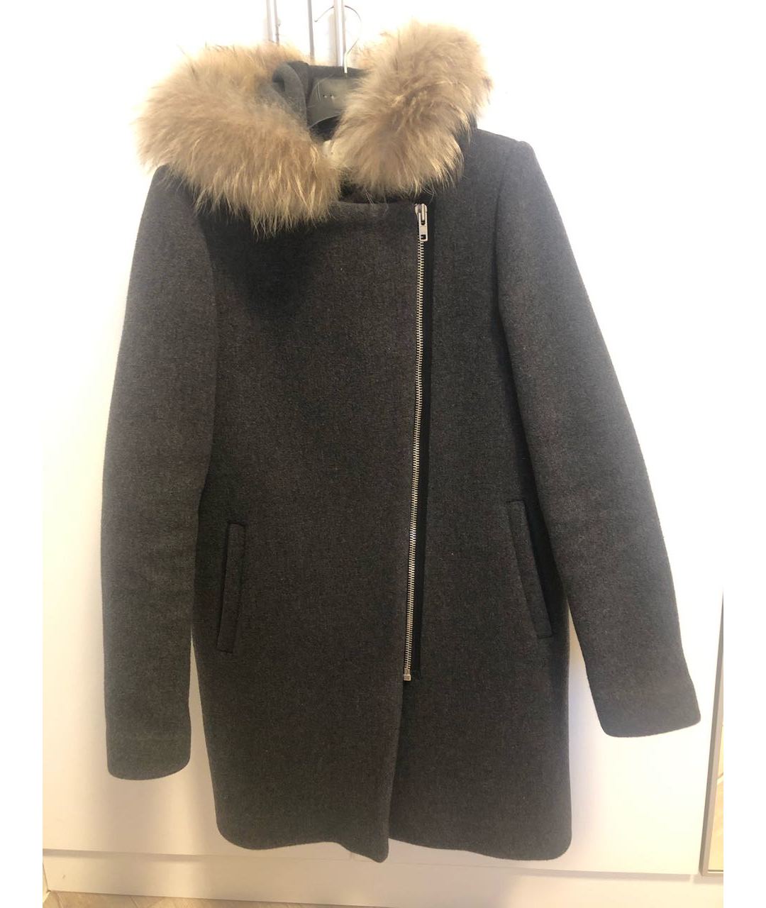 SANDRO Антрацитовое шерстяное пальто, фото 7