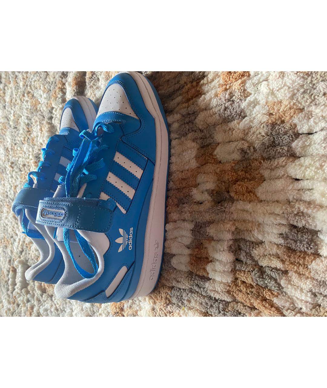 ADIDAS Голубые кожаные низкие кроссовки / кеды, фото 6