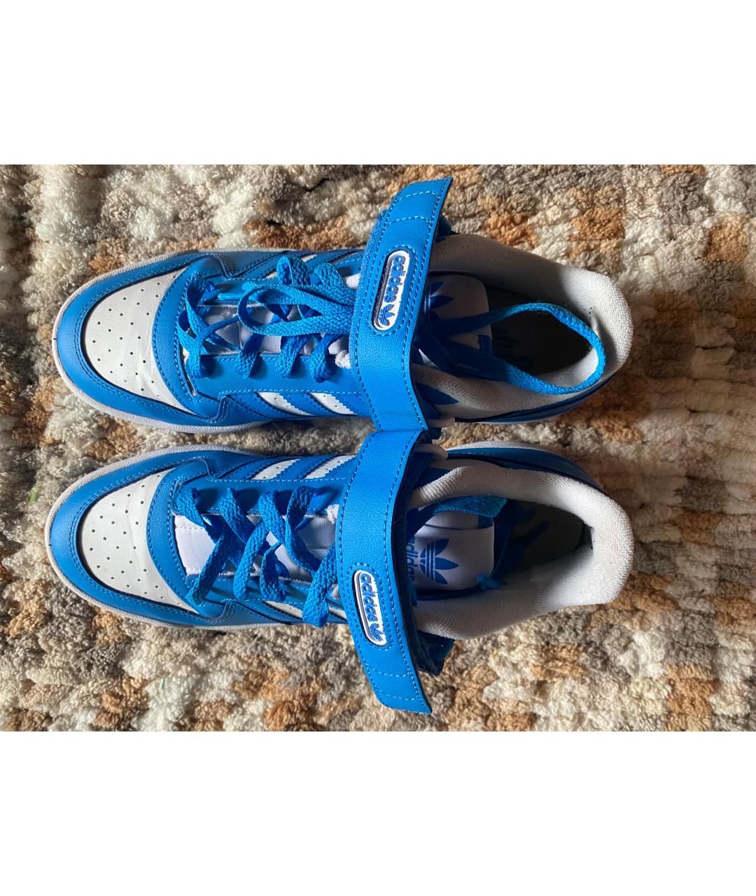 ADIDAS Голубые кожаные низкие кроссовки / кеды, фото 3