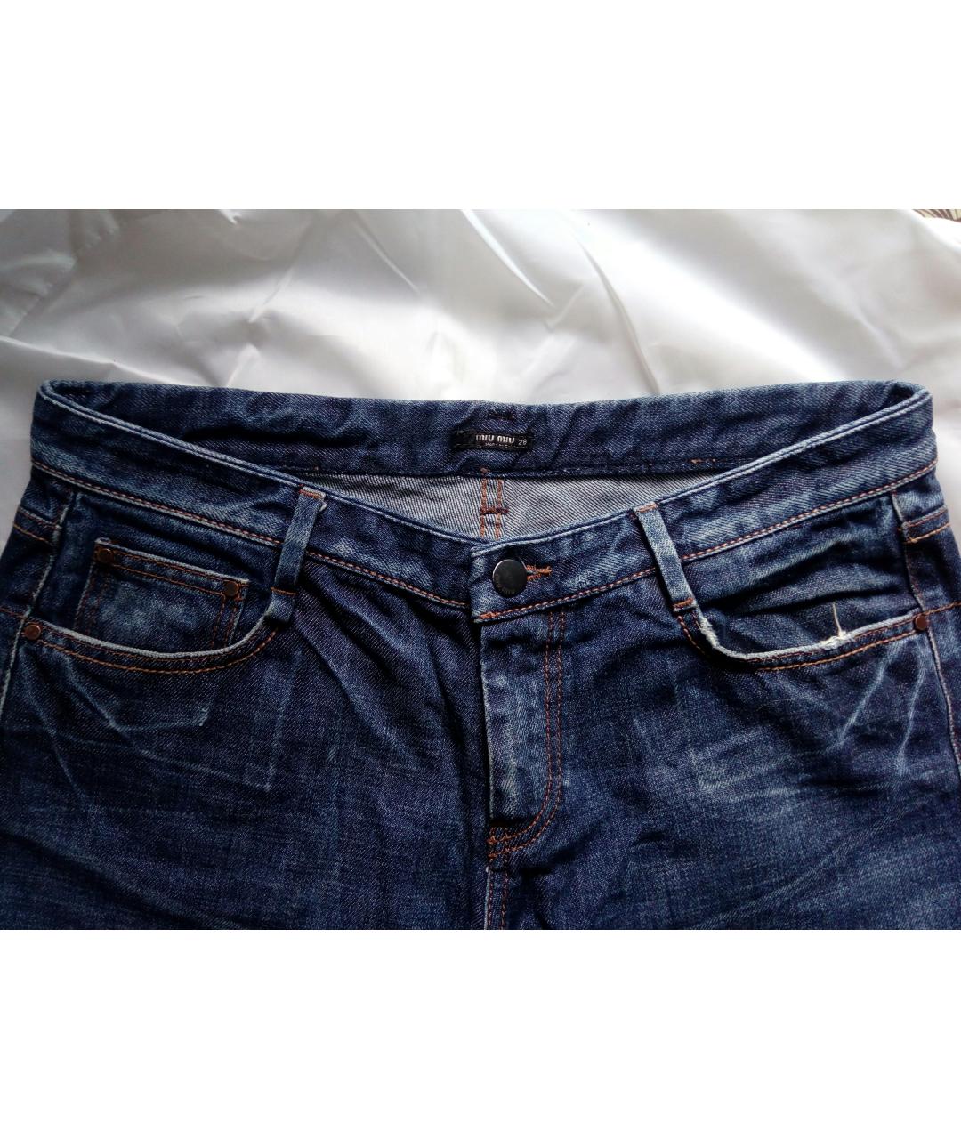 MIU MIU Темно-синие хлопковые джинсы клеш, фото 3