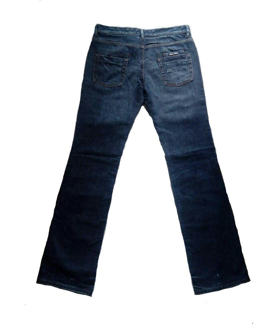 MIU MIU Темно-синие хлопковые джинсы клеш, фото 2
