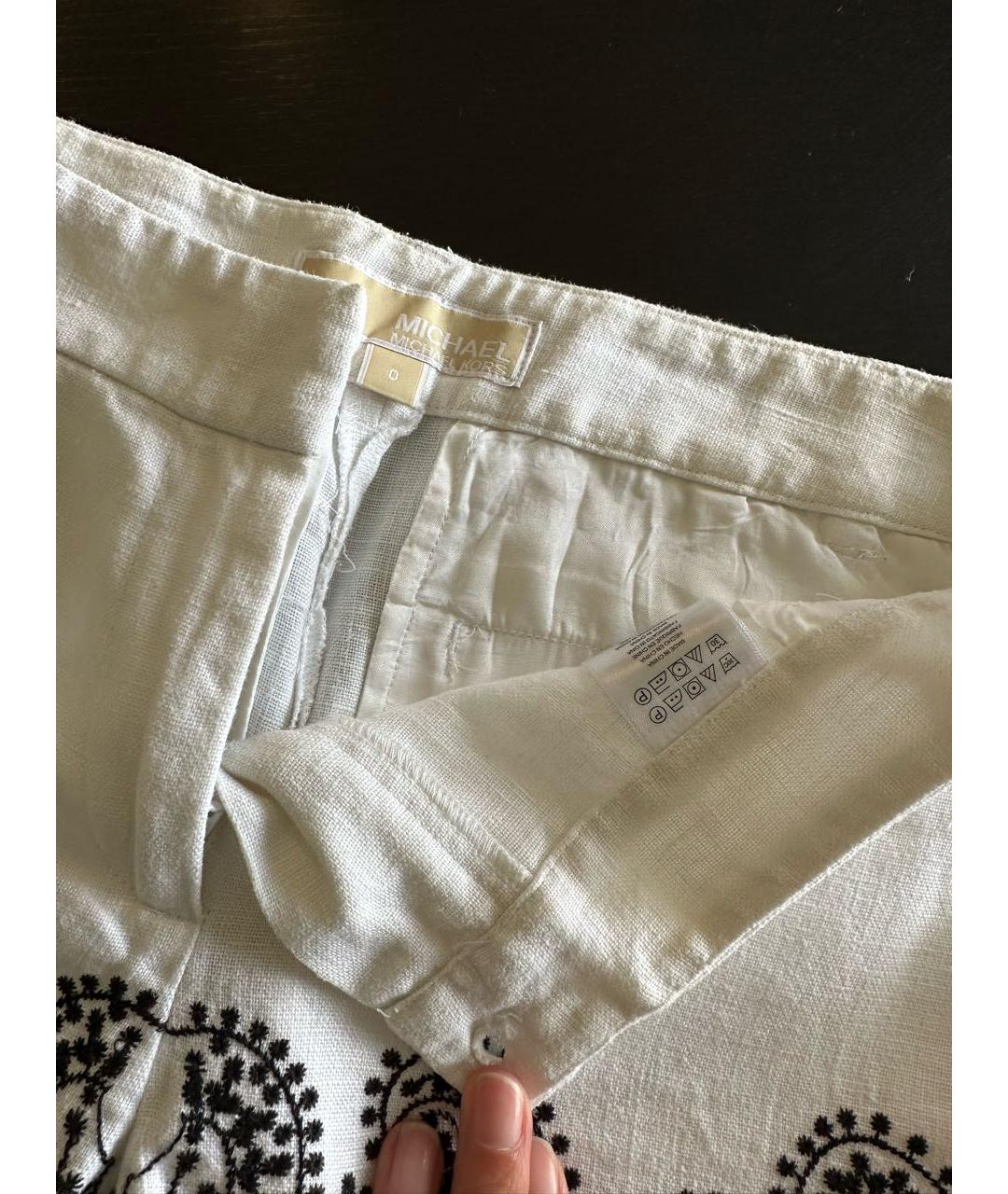 MICHAEL MICHAEL KORS Белые льняные шорты, фото 5