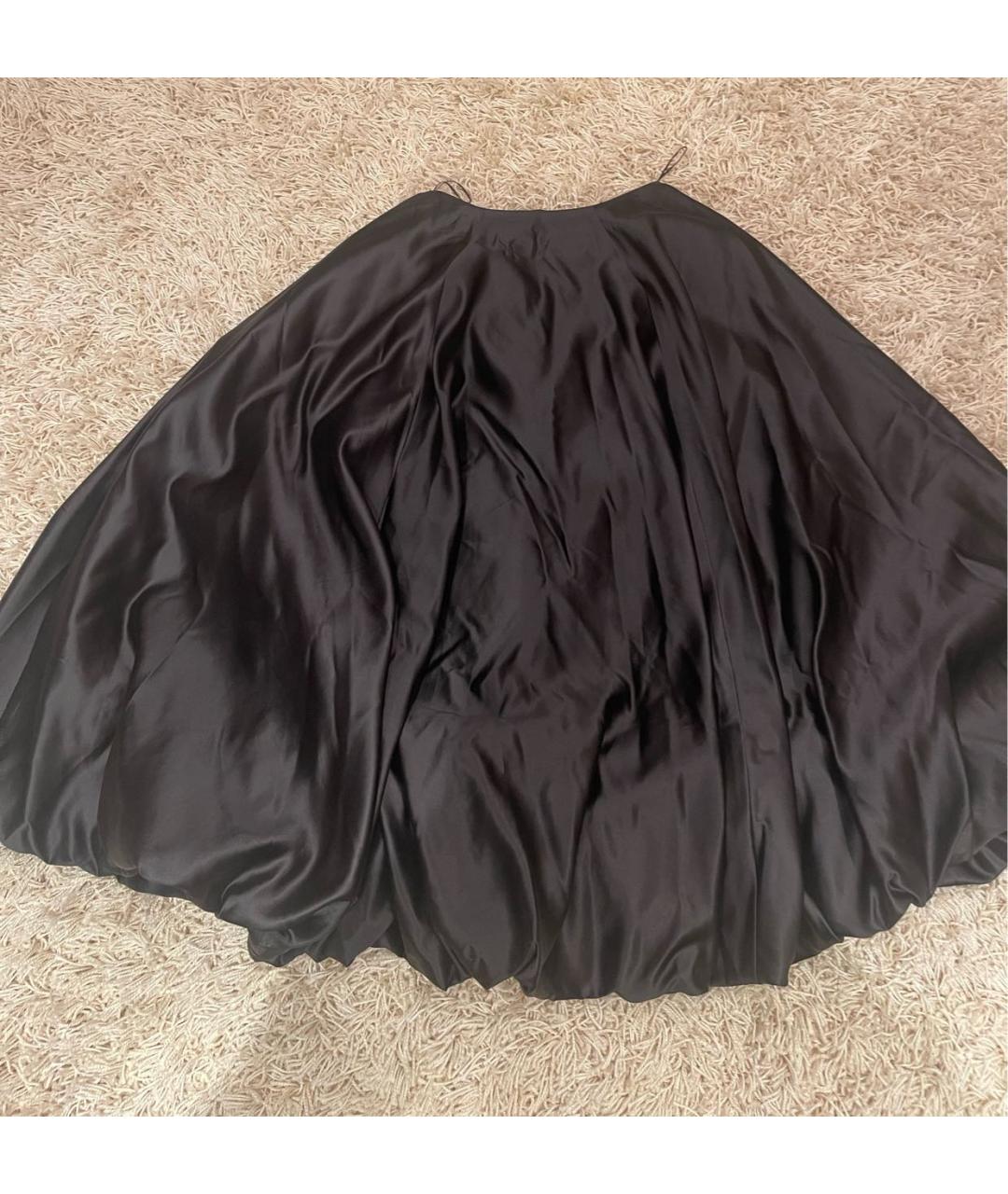 PERVERT Черная шелковая юбка миди, фото 4