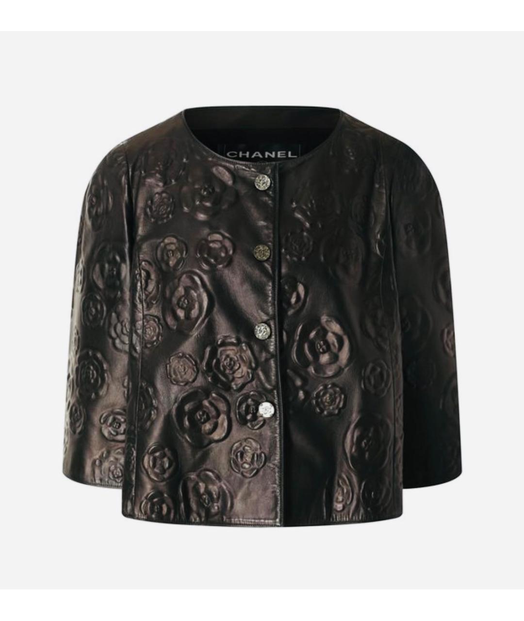 CHANEL Черный кожаный жакет/пиджак, фото 6