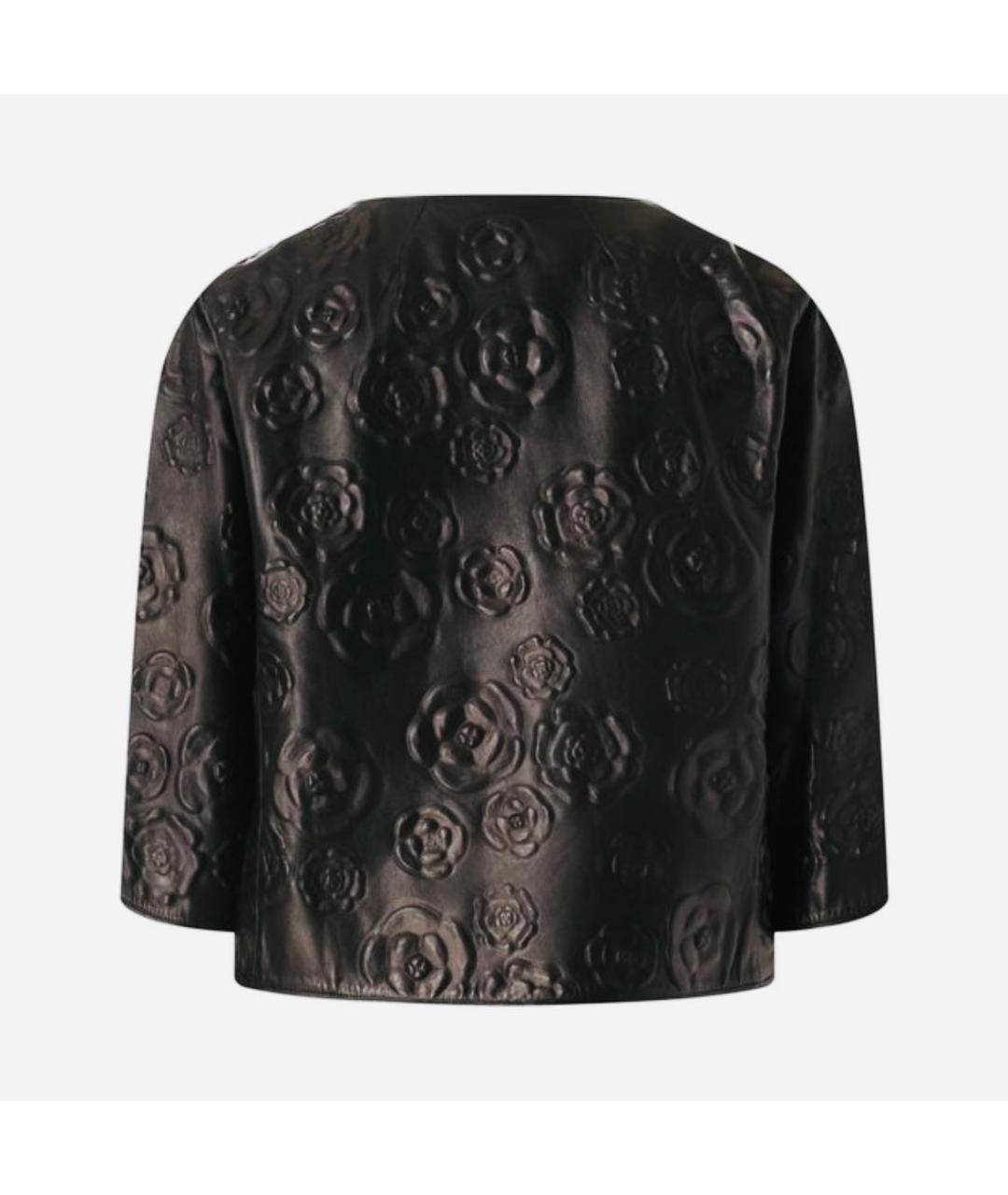 CHANEL Черный кожаный жакет/пиджак, фото 2