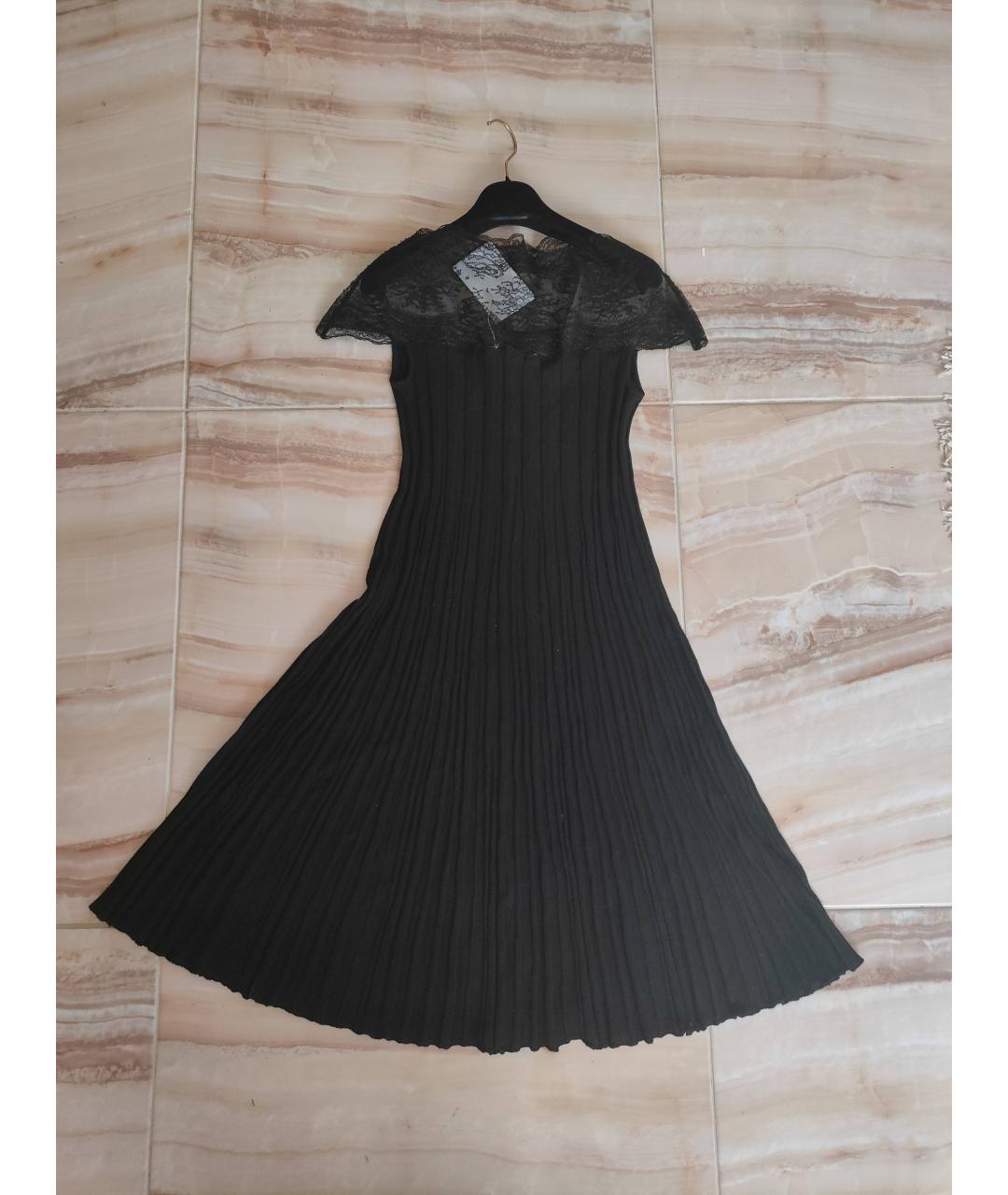 VALENTINO Черное шерстяное повседневное платье, фото 2