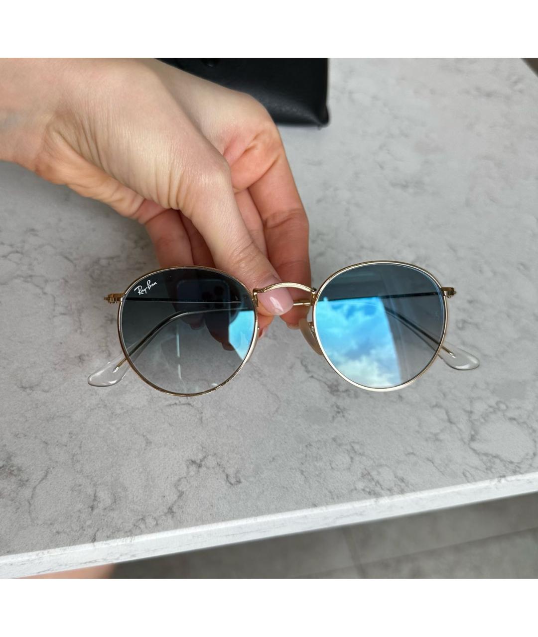 RAY BAN Голубые металлические солнцезащитные очки, фото 2