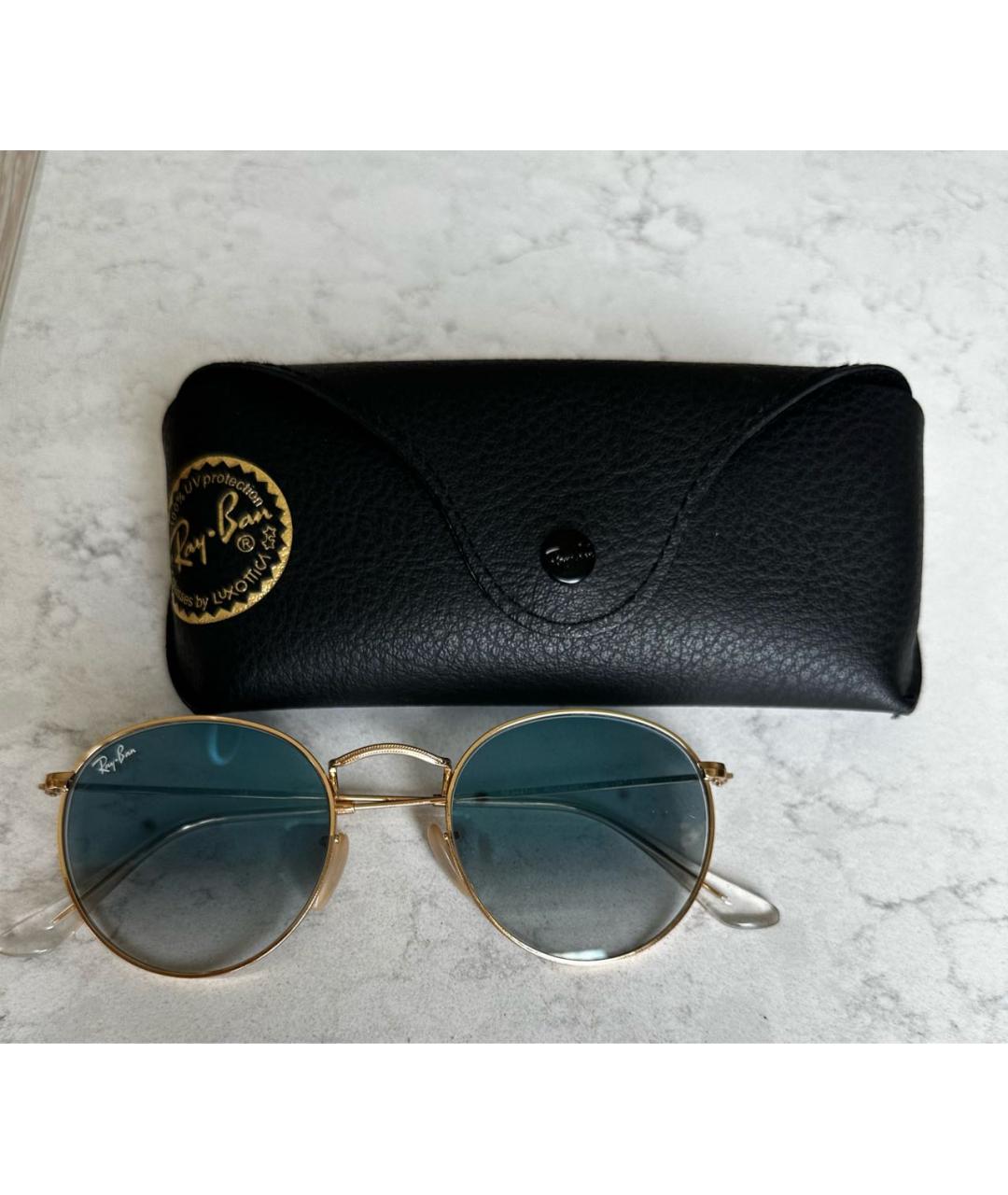 RAY BAN Голубые металлические солнцезащитные очки, фото 3