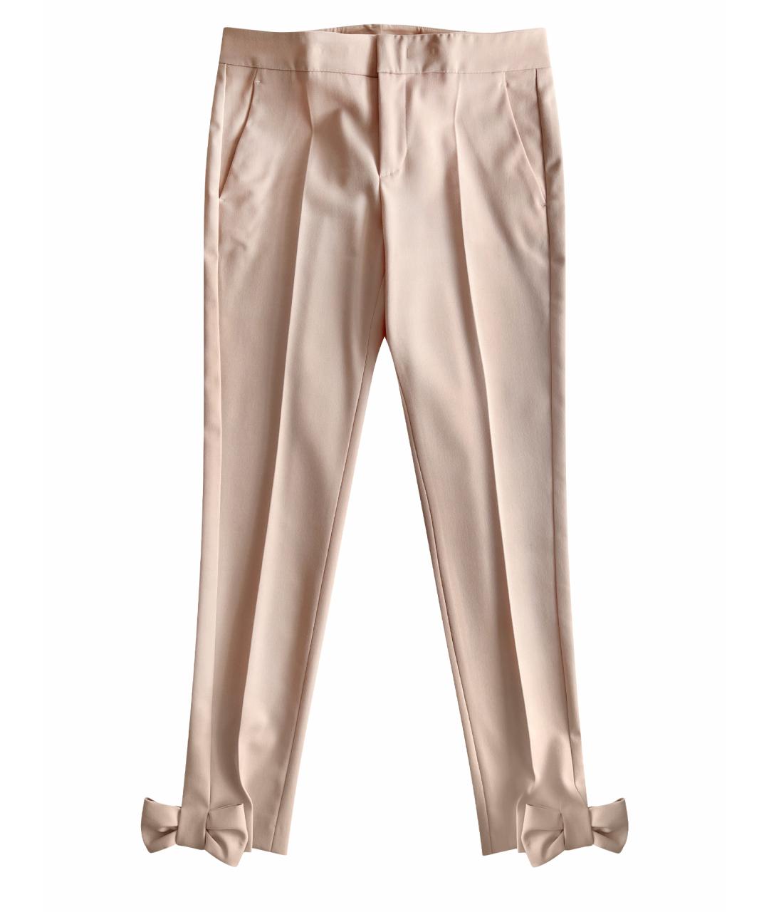 RED VALENTINO Розовые шерстяные брюки узкие, фото 1