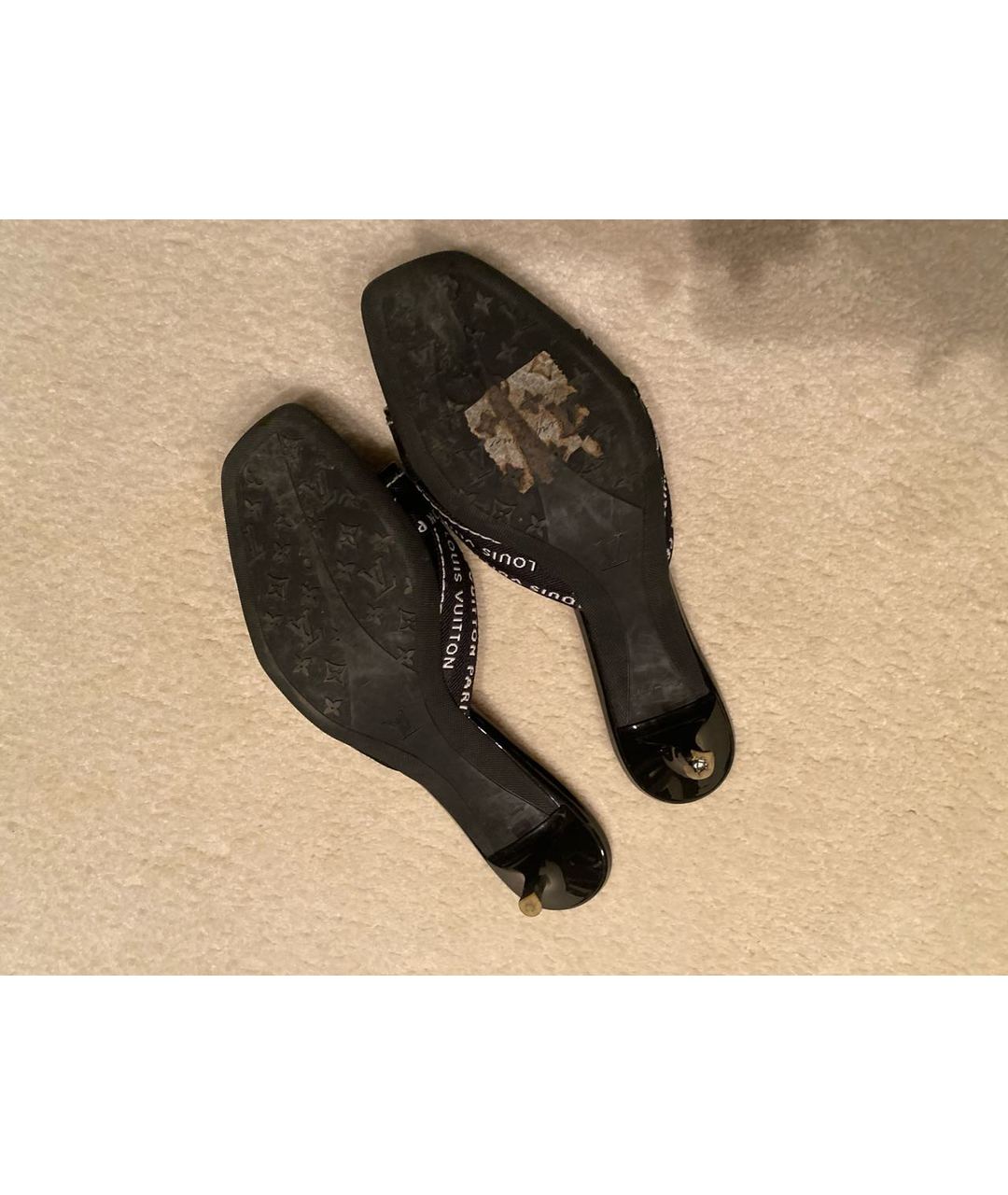 LOUIS VUITTON PRE-OWNED Черные текстильные сандалии, фото 6