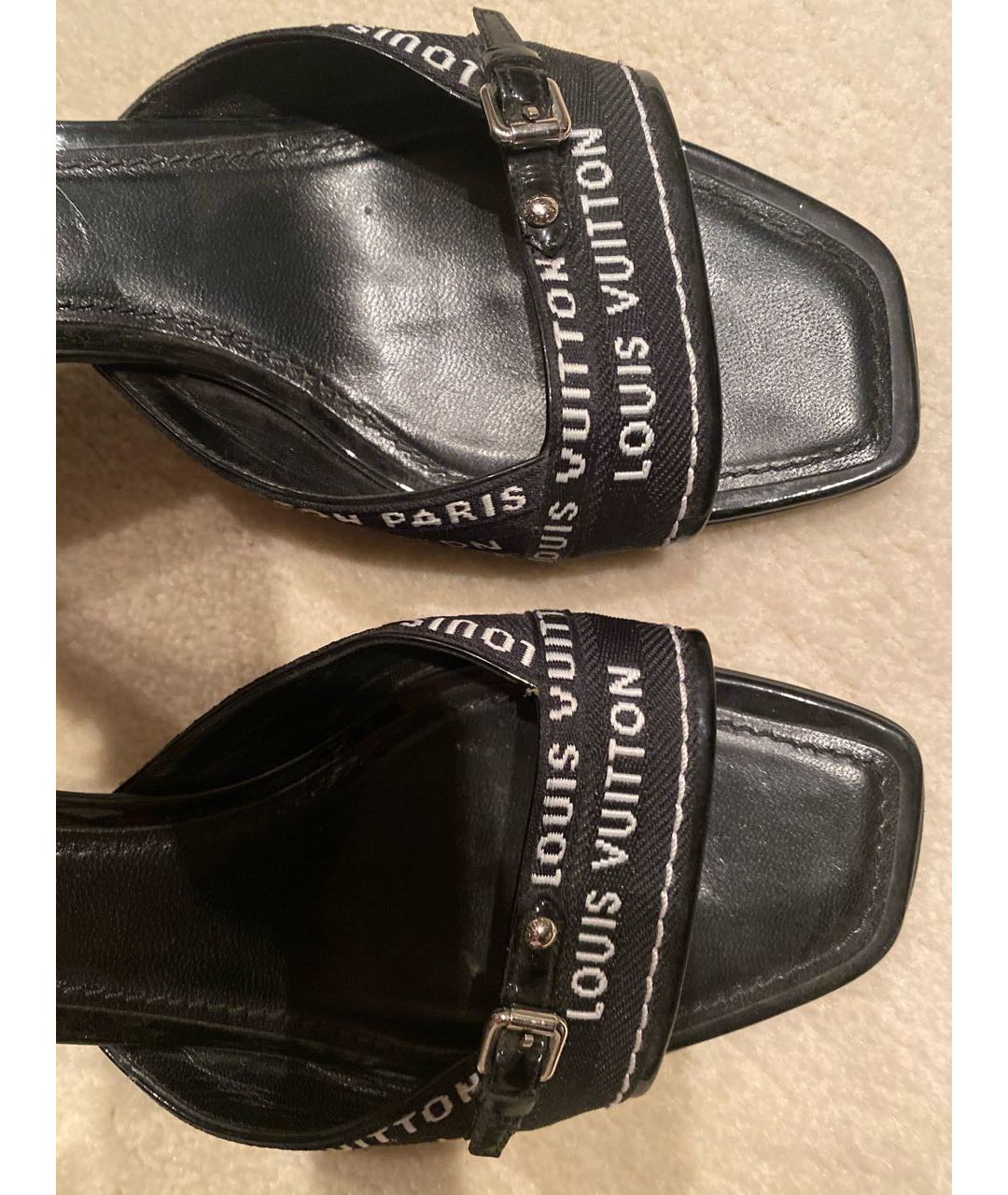 LOUIS VUITTON PRE-OWNED Черные текстильные сандалии, фото 5
